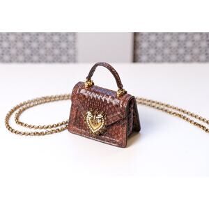 Dolce & Gabbana Runway Brown "Devotion" DG MICRO Crossbody Purse Bag RRP $1,895